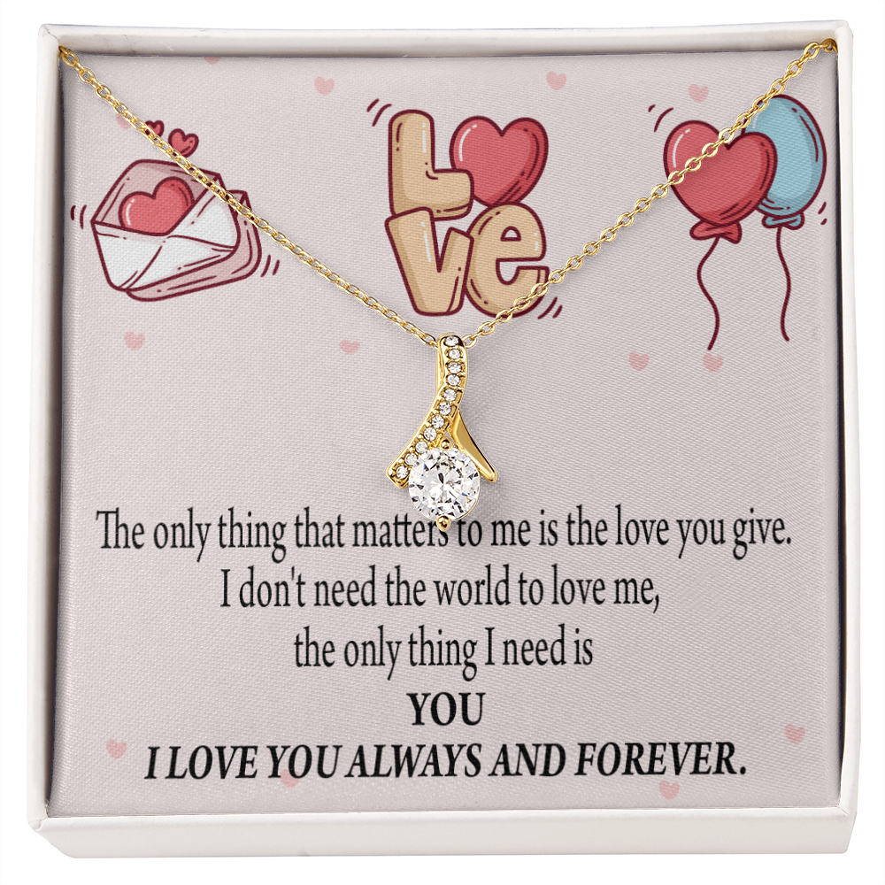 To My Girlfriend You Matter Most Alluring Ribbon Necklace Message Card-Express Your Love Gifts
