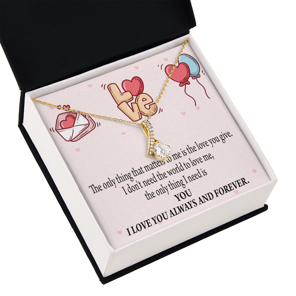 To My Girlfriend You Matter Most Alluring Ribbon Necklace Message Card-Express Your Love Gifts