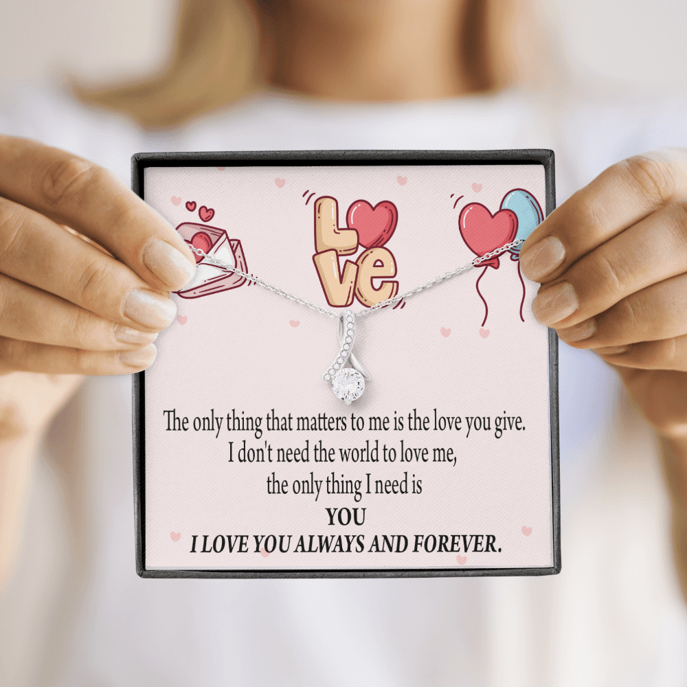 To My Girlfriend You Matter Most Alluring Ribbon Necklace Message Card-Express Your Love Gifts