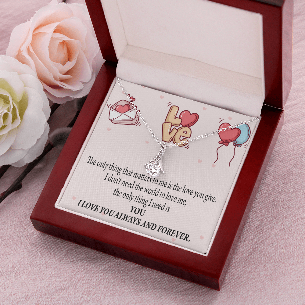 To My Girlfriend You Matter Most Alluring Ribbon Necklace Message Card-Express Your Love Gifts