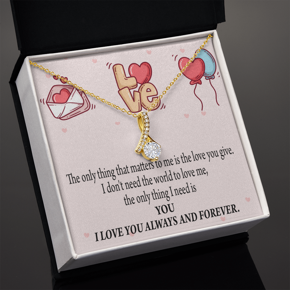 To My Girlfriend You Matter Most Alluring Ribbon Necklace Message Card-Express Your Love Gifts