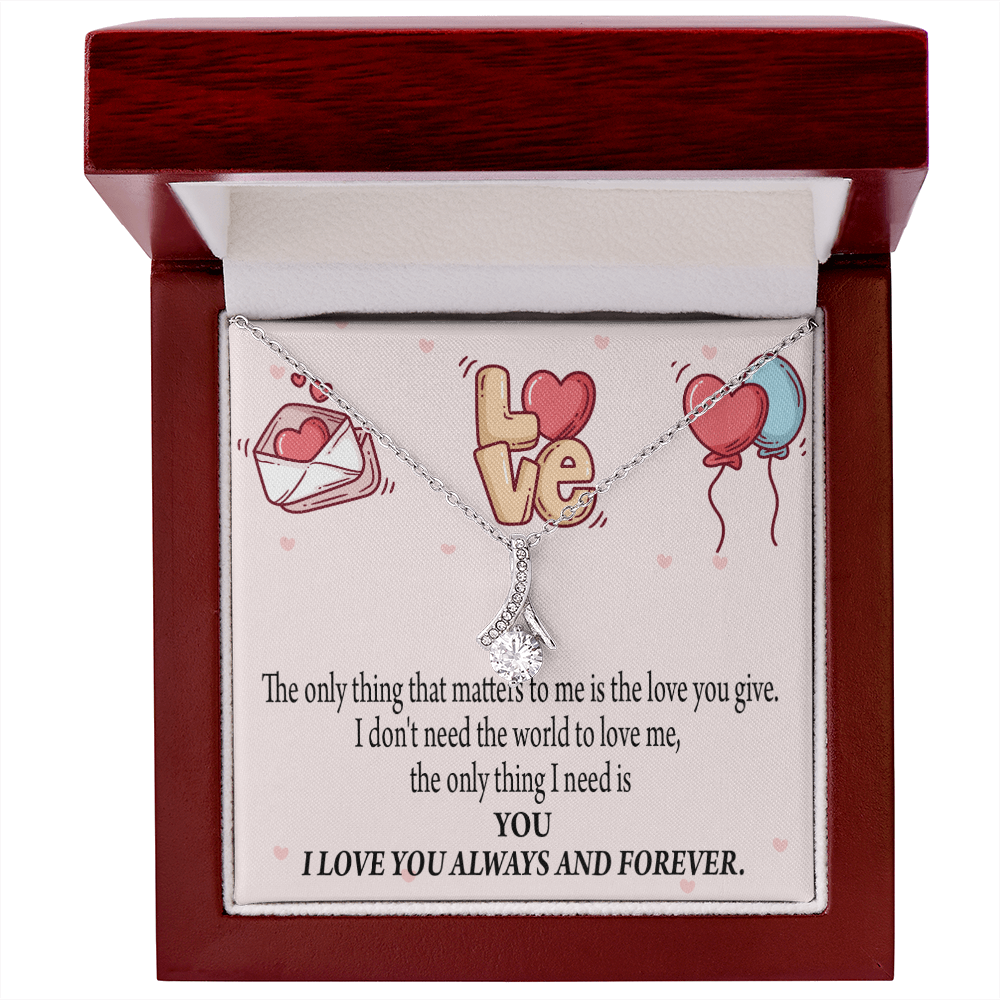 To My Girlfriend You Matter Most Alluring Ribbon Necklace Message Card-Express Your Love Gifts