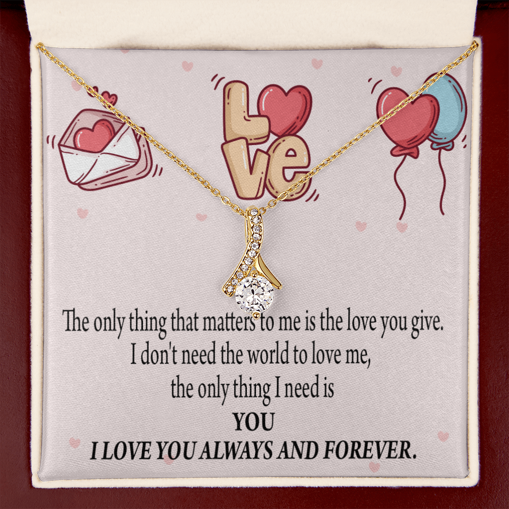 To My Girlfriend You Matter Most Alluring Ribbon Necklace Message Card-Express Your Love Gifts