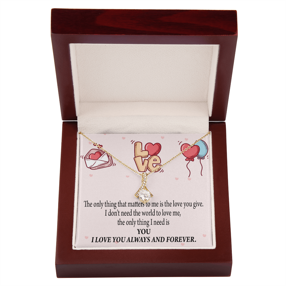 To My Girlfriend You Matter Most Alluring Ribbon Necklace Message Card-Express Your Love Gifts