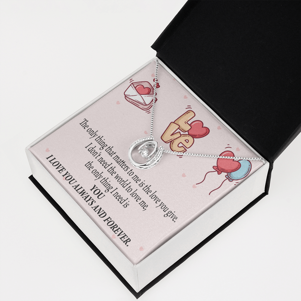 To My Girlfriend You Matter Most Lucky Horseshoe Necklace Message Card 14k w CZ Crystals-Express Your Love Gifts