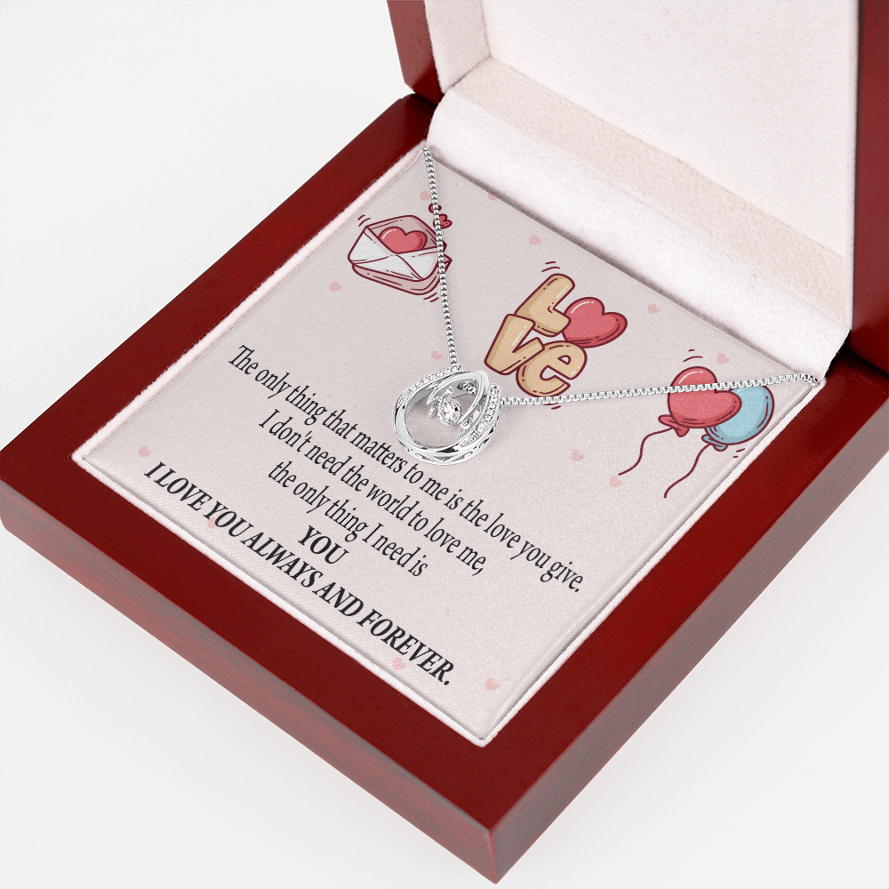 To My Girlfriend You Matter Most Lucky Horseshoe Necklace Message Card 14k w CZ Crystals-Express Your Love Gifts