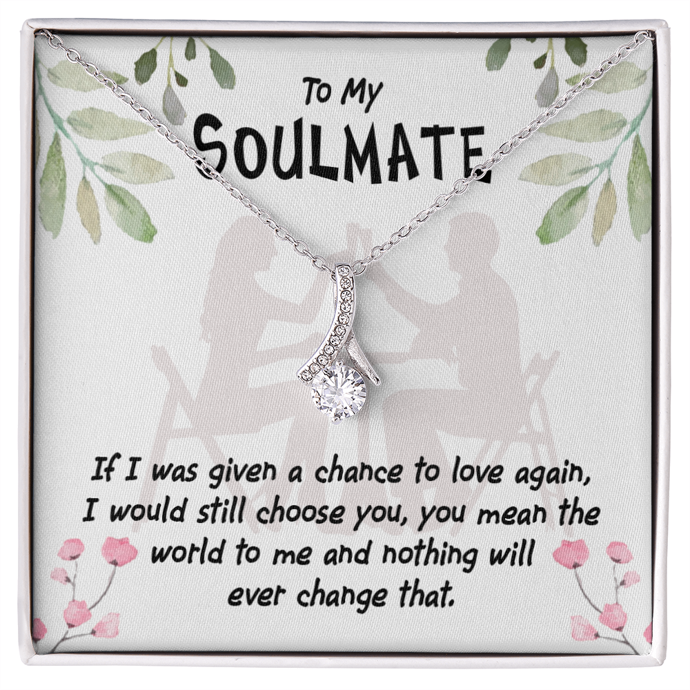 To My Girlfriend You Mean the World Alluring Ribbon Necklace Message Card-Express Your Love Gifts
