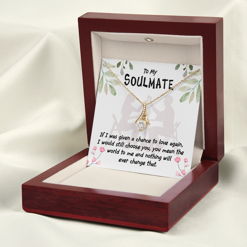 To My Girlfriend You Mean the World Alluring Ribbon Necklace Message Card-Express Your Love Gifts