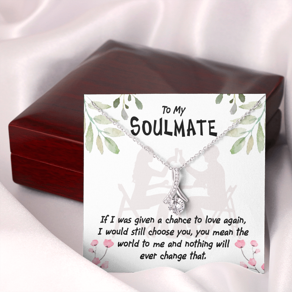 To My Girlfriend You Mean the World Alluring Ribbon Necklace Message Card-Express Your Love Gifts