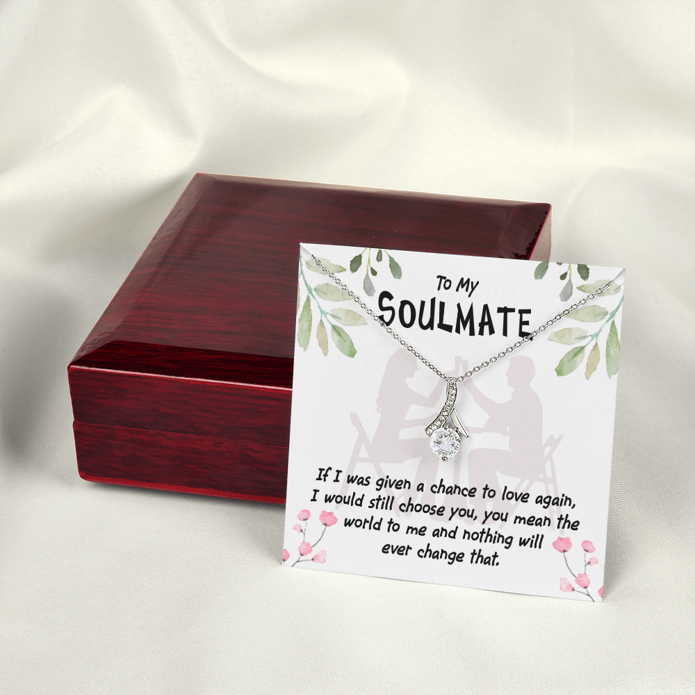 To My Girlfriend You Mean the World Alluring Ribbon Necklace Message Card-Express Your Love Gifts