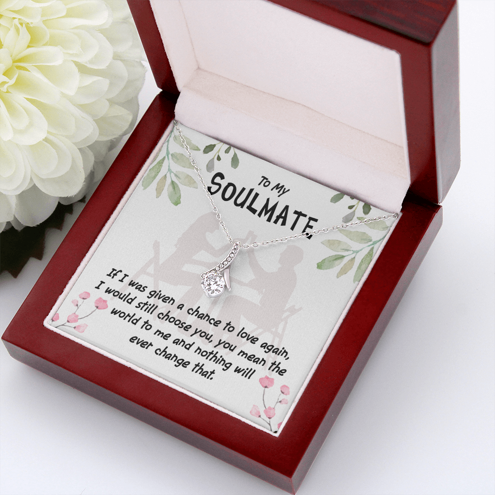 To My Girlfriend You Mean the World Alluring Ribbon Necklace Message Card-Express Your Love Gifts