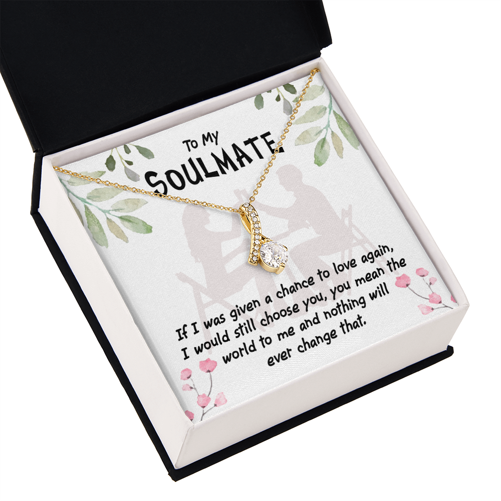 To My Girlfriend You Mean the World Alluring Ribbon Necklace Message Card-Express Your Love Gifts