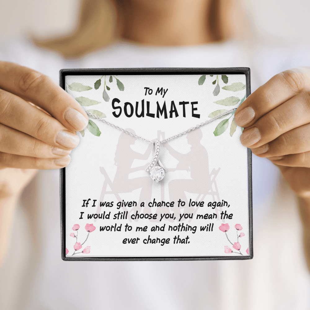 To My Girlfriend You Mean the World Alluring Ribbon Necklace Message Card-Express Your Love Gifts