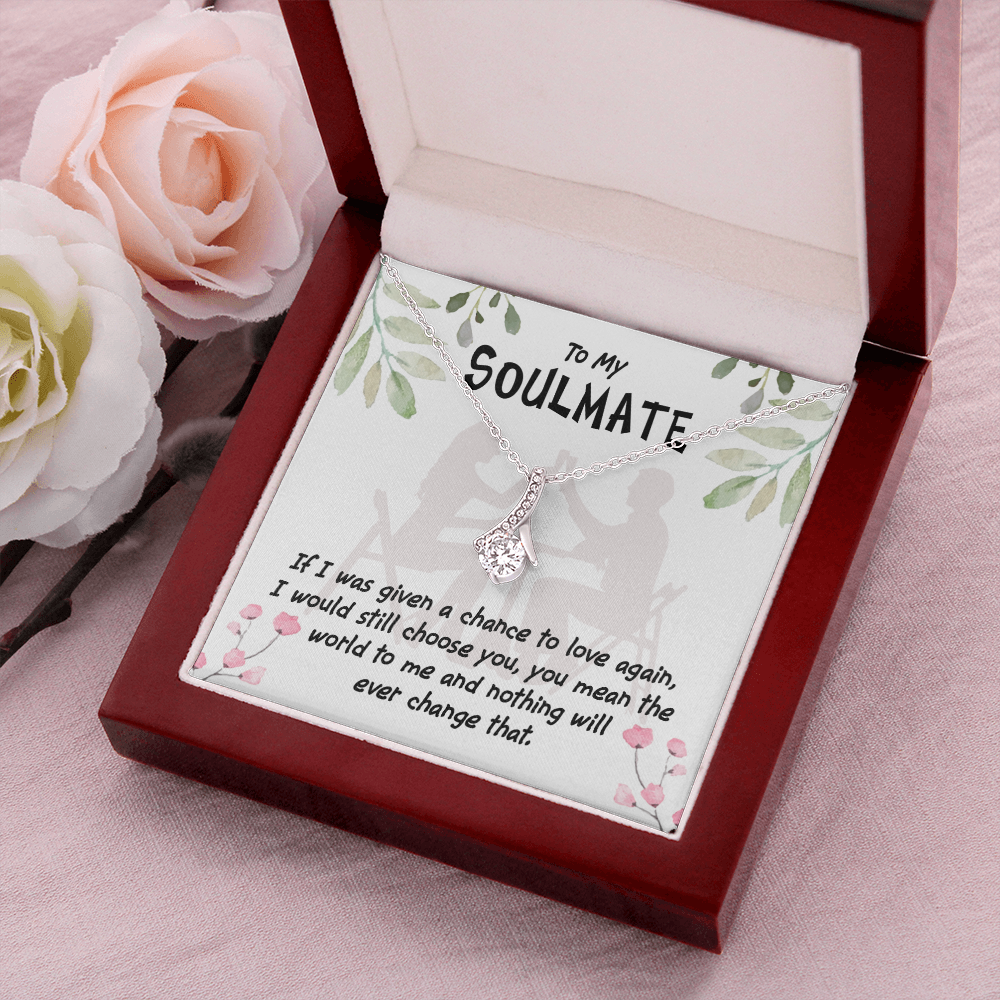 To My Girlfriend You Mean the World Alluring Ribbon Necklace Message Card-Express Your Love Gifts