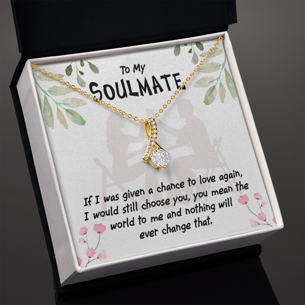 To My Girlfriend You Mean the World Alluring Ribbon Necklace Message Card-Express Your Love Gifts