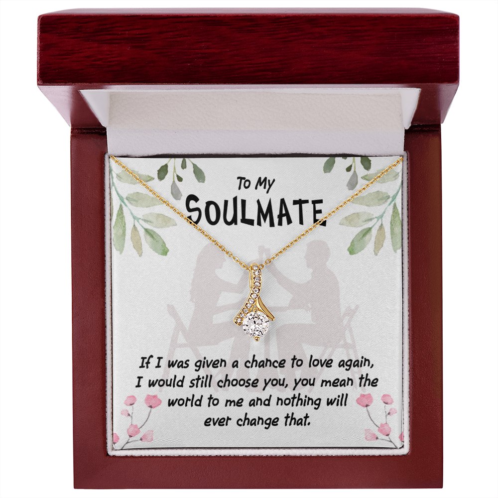To My Girlfriend You Mean the World Alluring Ribbon Necklace Message Card-Express Your Love Gifts