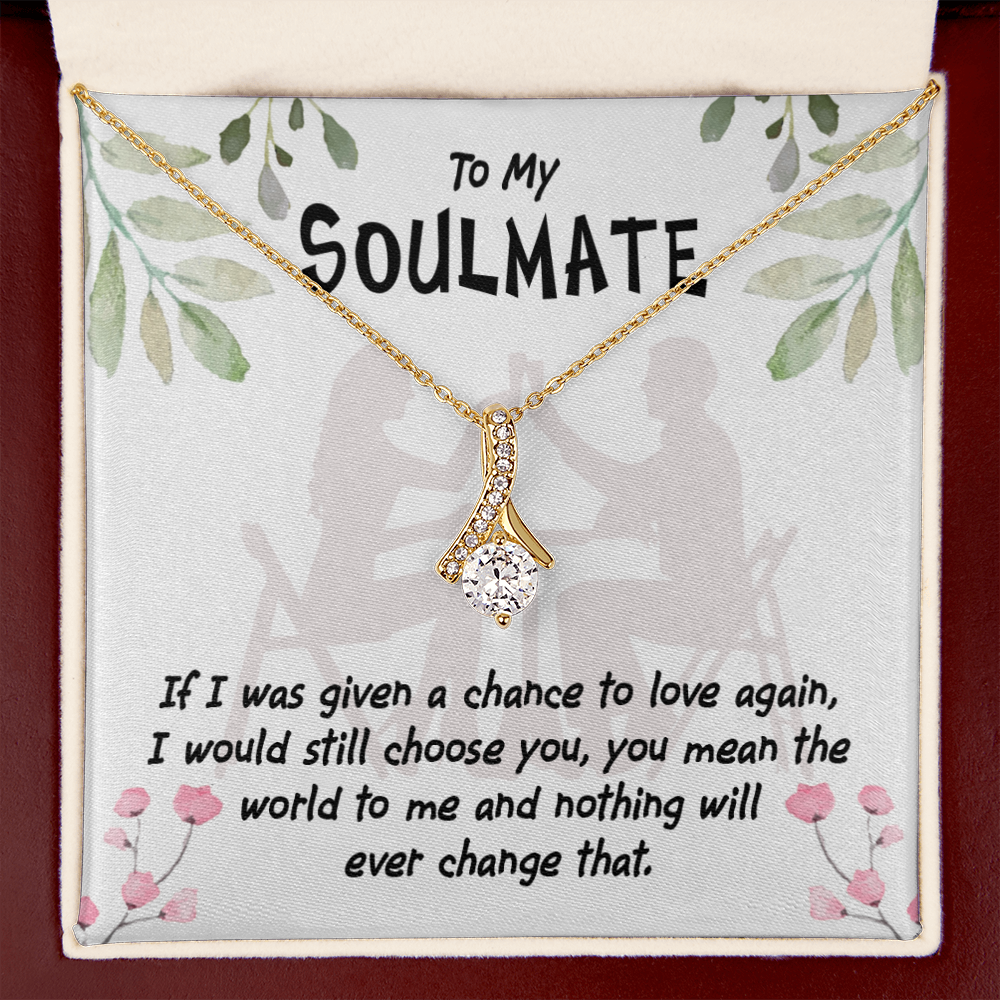 To My Girlfriend You Mean the World Alluring Ribbon Necklace Message Card-Express Your Love Gifts