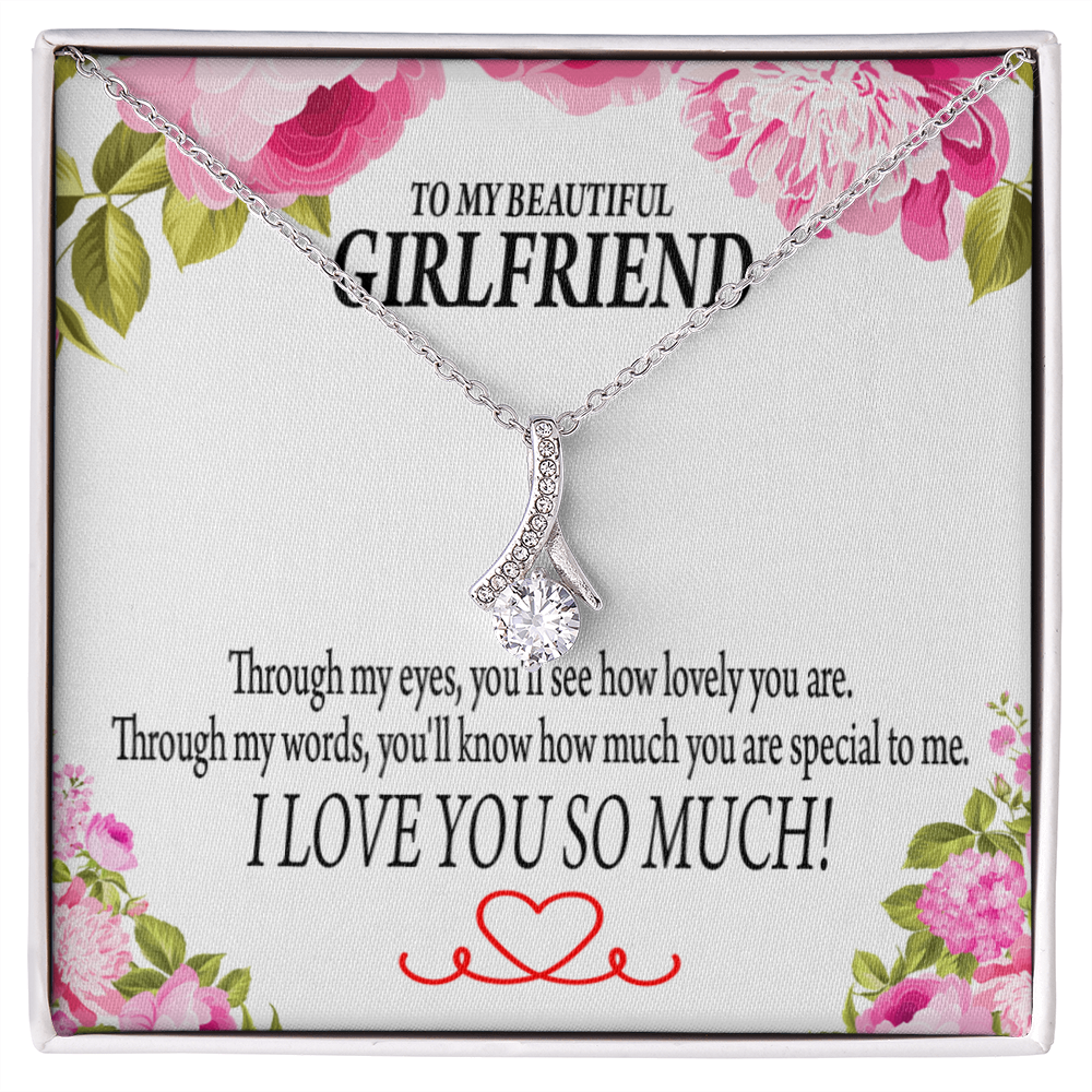 To My Girlfriend Your Special Alluring Ribbon Necklace Message Card-Express Your Love Gifts