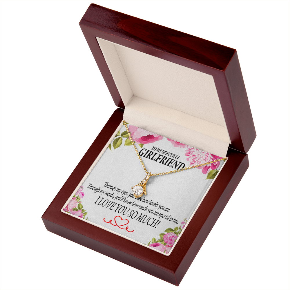 To My Girlfriend Your Special Alluring Ribbon Necklace Message Card-Express Your Love Gifts