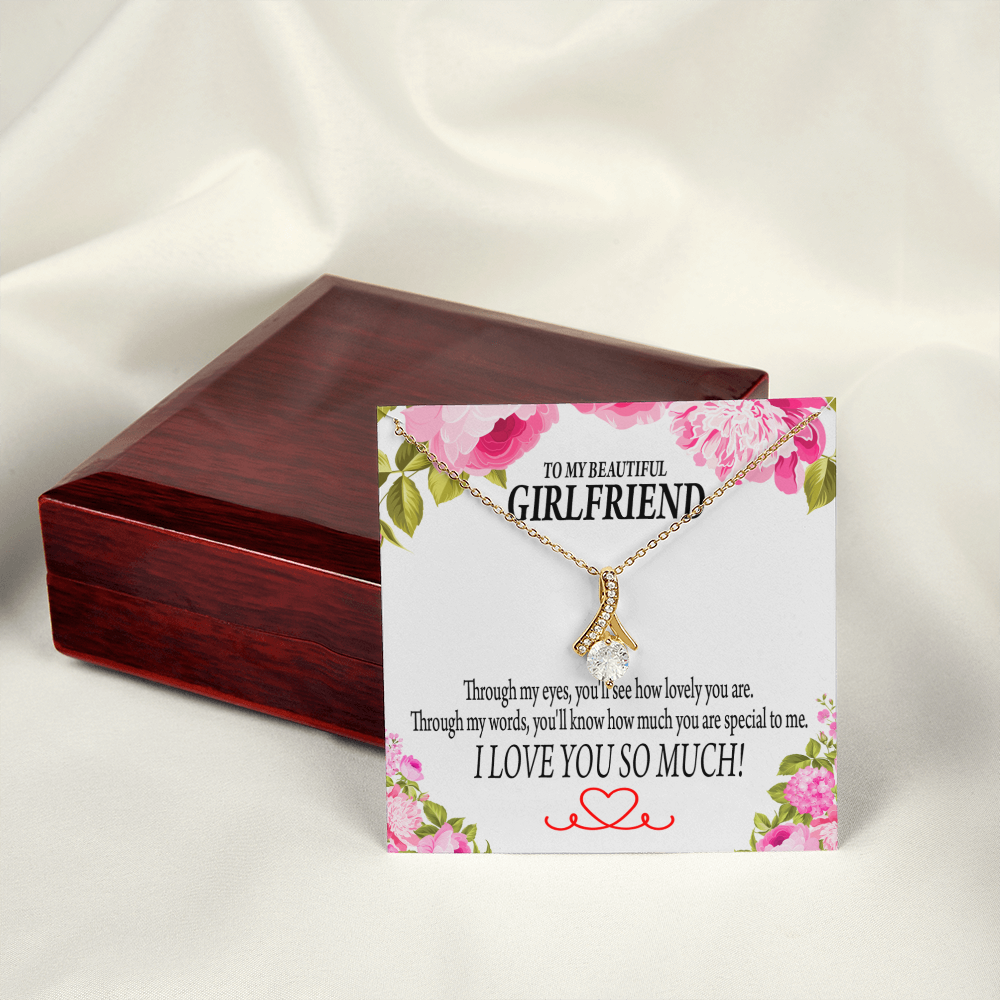 To My Girlfriend Your Special Alluring Ribbon Necklace Message Card-Express Your Love Gifts