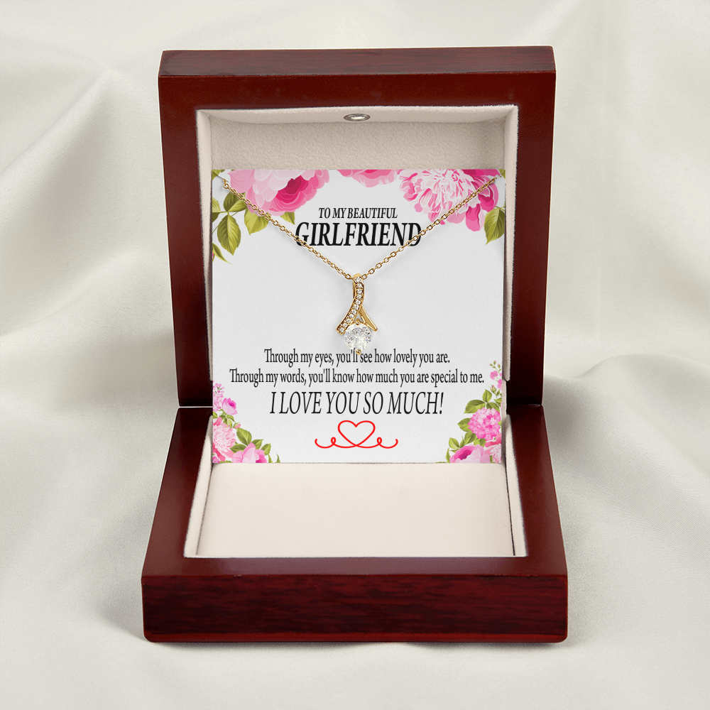 To My Girlfriend Your Special Alluring Ribbon Necklace Message Card-Express Your Love Gifts