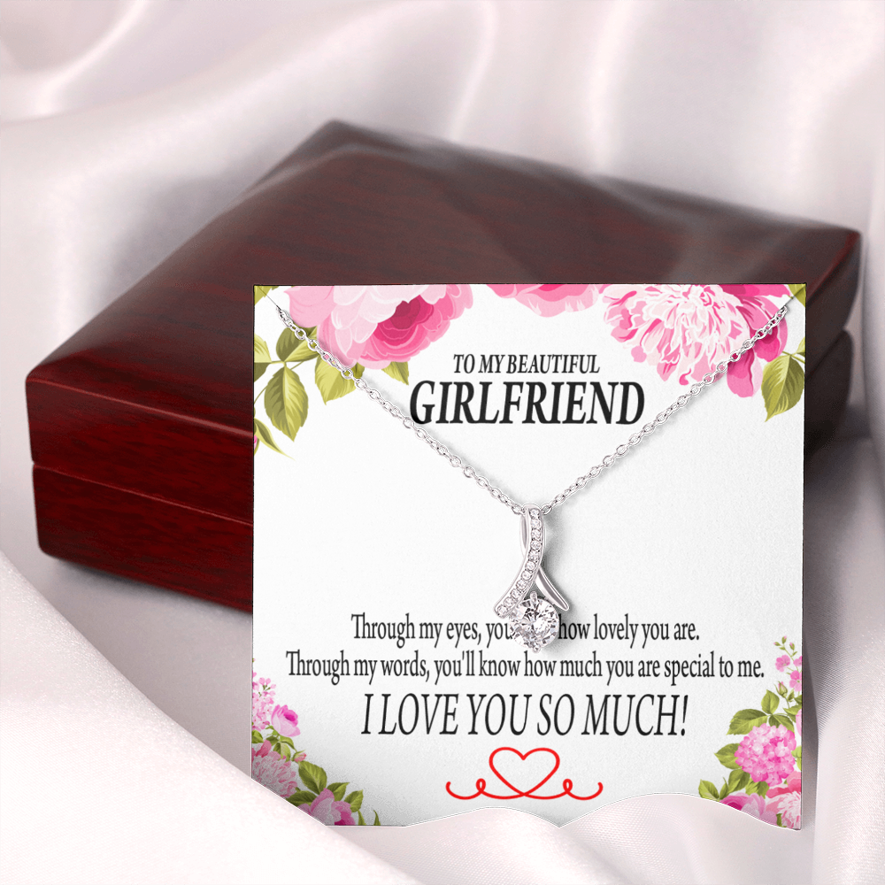 To My Girlfriend Your Special Alluring Ribbon Necklace Message Card-Express Your Love Gifts