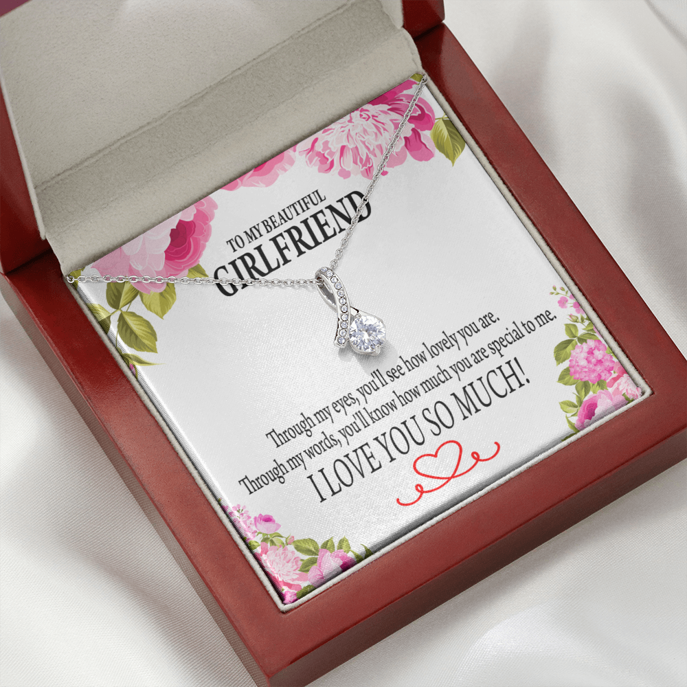 To My Girlfriend Your Special Alluring Ribbon Necklace Message Card-Express Your Love Gifts