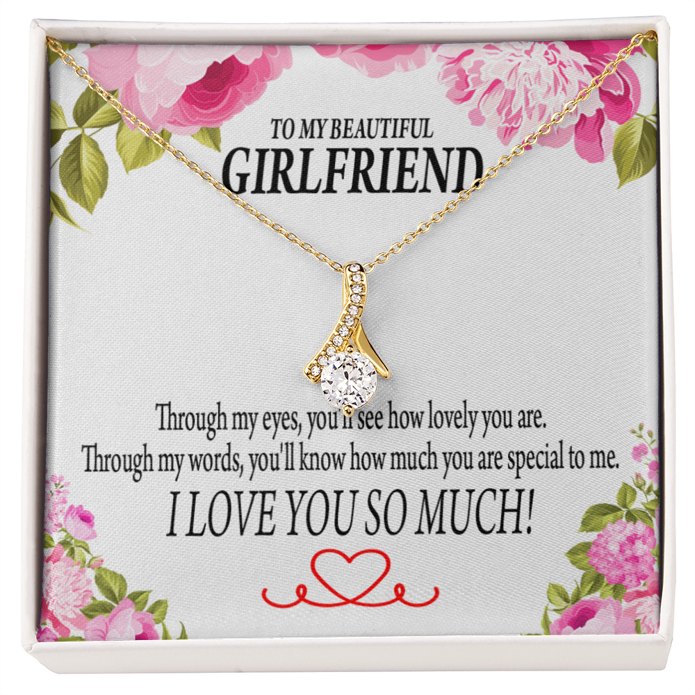 To My Girlfriend Your Special Alluring Ribbon Necklace Message Card-Express Your Love Gifts
