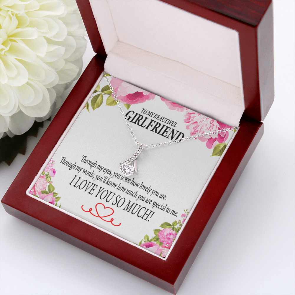 To My Girlfriend Your Special Alluring Ribbon Necklace Message Card-Express Your Love Gifts