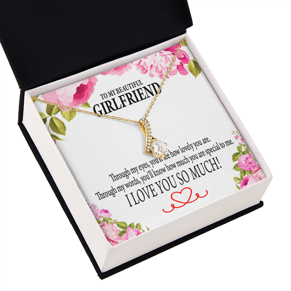 To My Girlfriend Your Special Alluring Ribbon Necklace Message Card-Express Your Love Gifts
