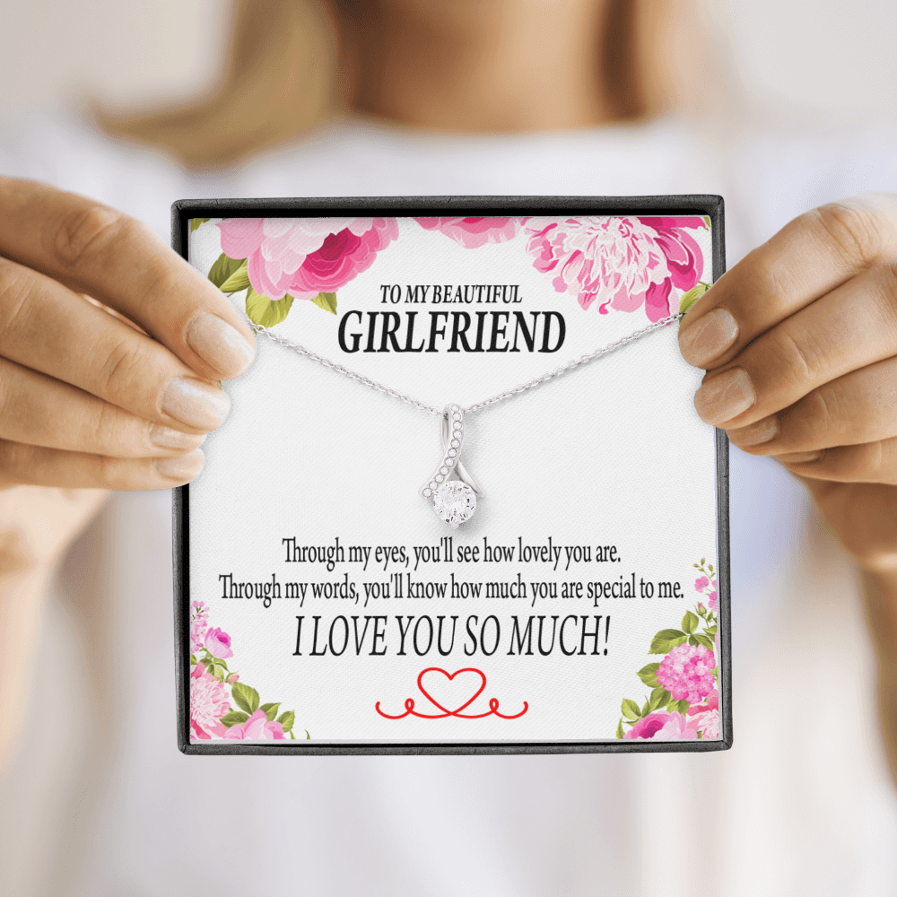 To My Girlfriend Your Special Alluring Ribbon Necklace Message Card-Express Your Love Gifts
