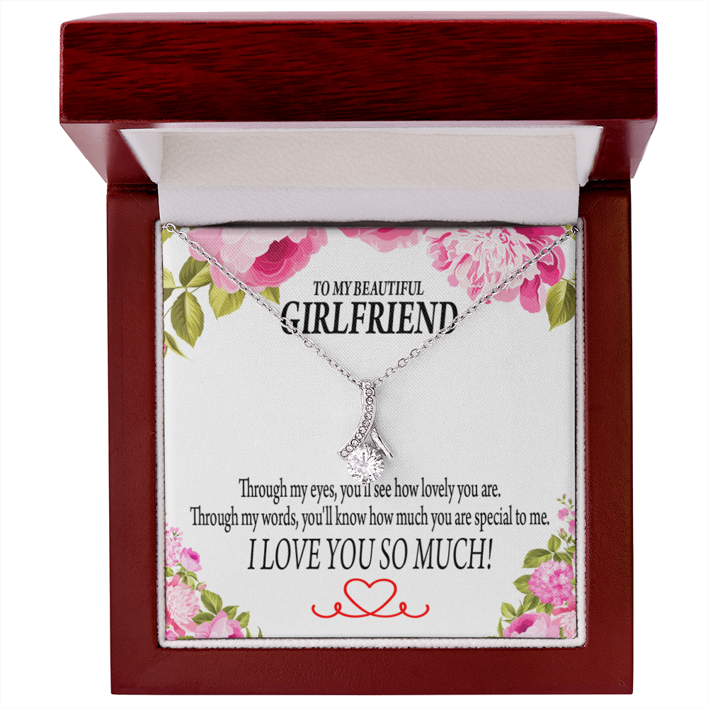 To My Girlfriend Your Special Alluring Ribbon Necklace Message Card-Express Your Love Gifts