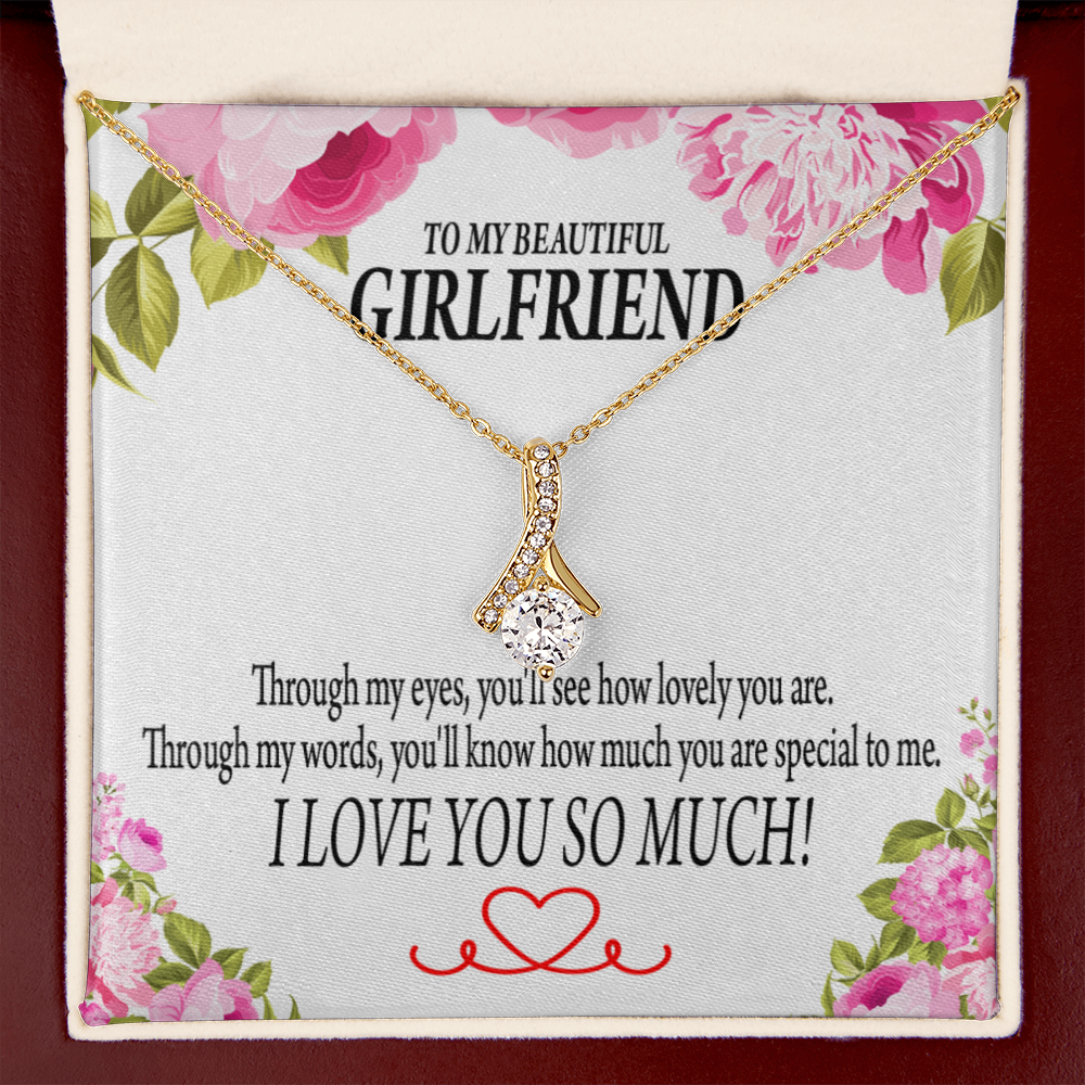 To My Girlfriend Your Special Alluring Ribbon Necklace Message Card-Express Your Love Gifts