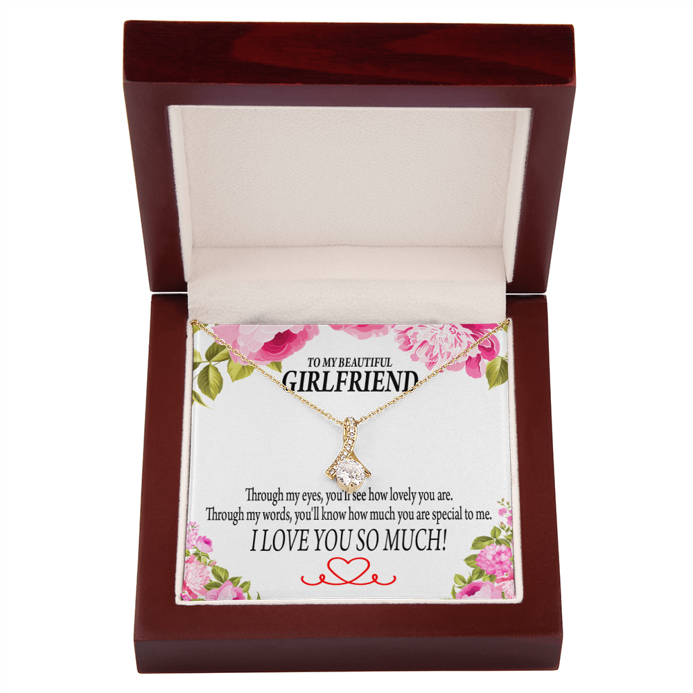 To My Girlfriend Your Special Alluring Ribbon Necklace Message Card-Express Your Love Gifts