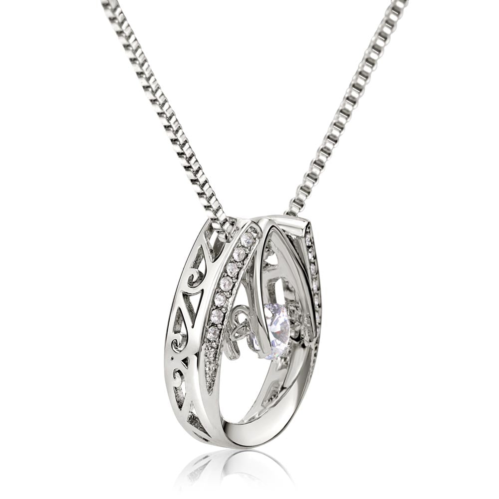 To my Gorgeous Daughter Lucky Horseshoe Necklace Message Card 14k w CZ Crystals-Express Your Love Gifts