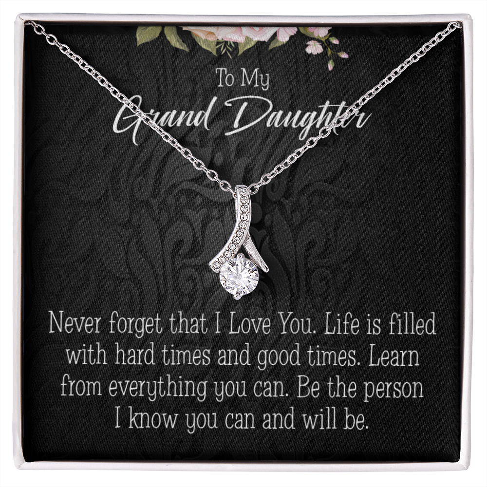 To My Granddaughter Always be Safe Alluring Ribbon Necklace Message Card-Express Your Love Gifts
