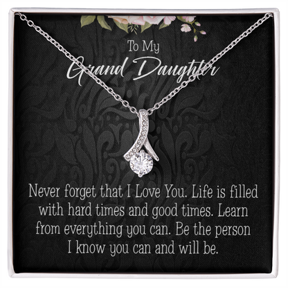 To My Granddaughter Always be Safe Alluring Ribbon Necklace Message Card-Express Your Love Gifts