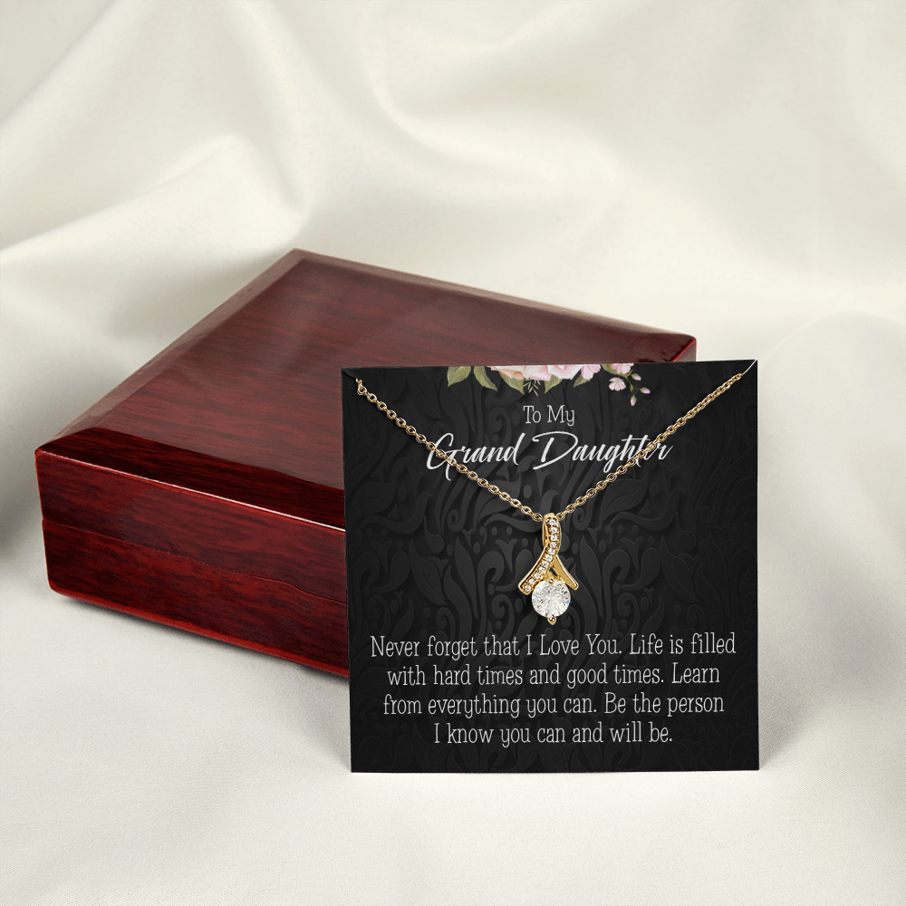 To My Granddaughter Always be Safe Alluring Ribbon Necklace Message Card-Express Your Love Gifts