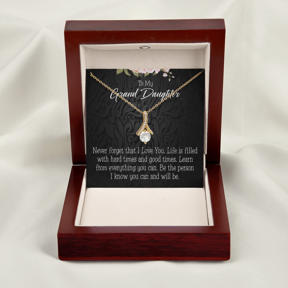 To My Granddaughter Always be Safe Alluring Ribbon Necklace Message Card-Express Your Love Gifts