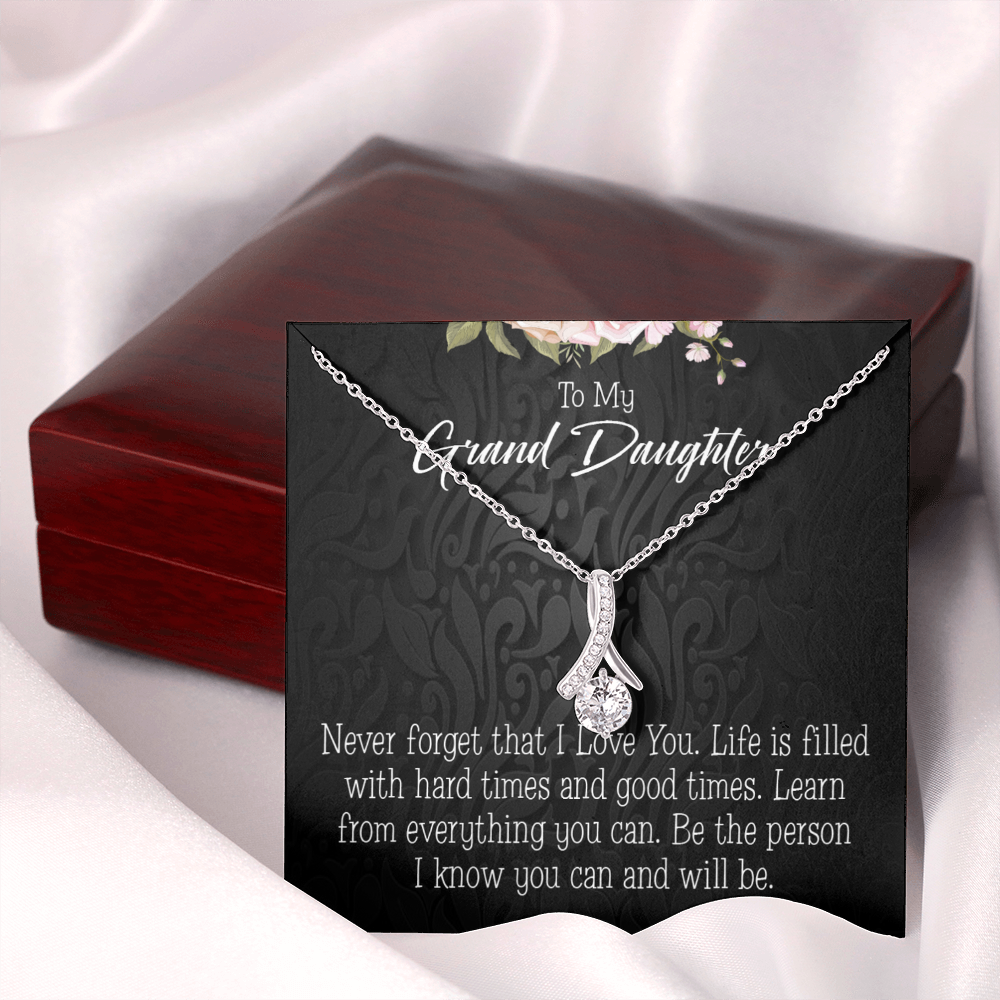 To My Granddaughter Always be Safe Alluring Ribbon Necklace Message Card-Express Your Love Gifts
