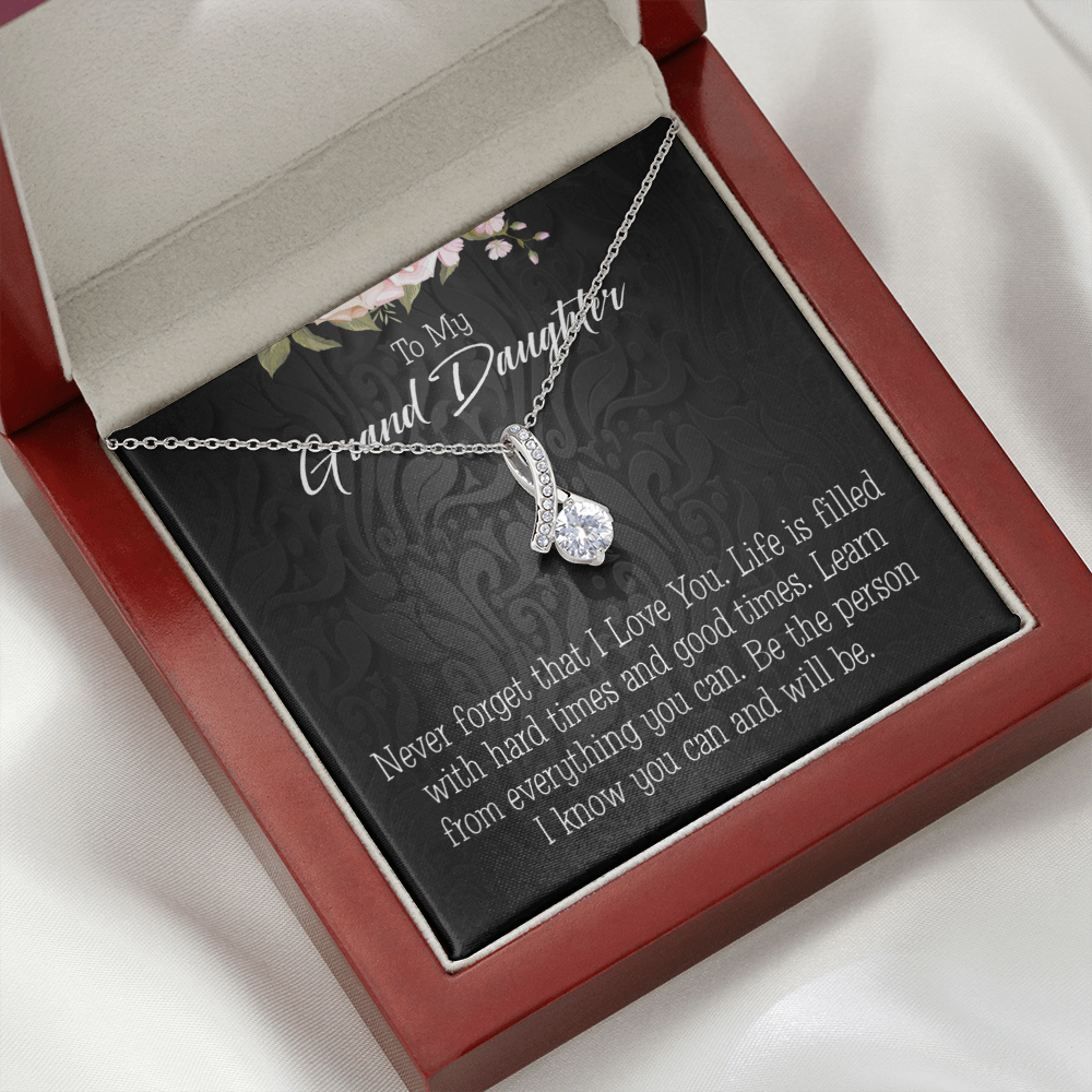 To My Granddaughter Always be Safe Alluring Ribbon Necklace Message Card-Express Your Love Gifts