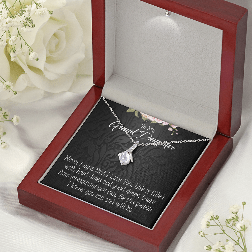 To My Granddaughter Always be Safe Alluring Ribbon Necklace Message Card-Express Your Love Gifts