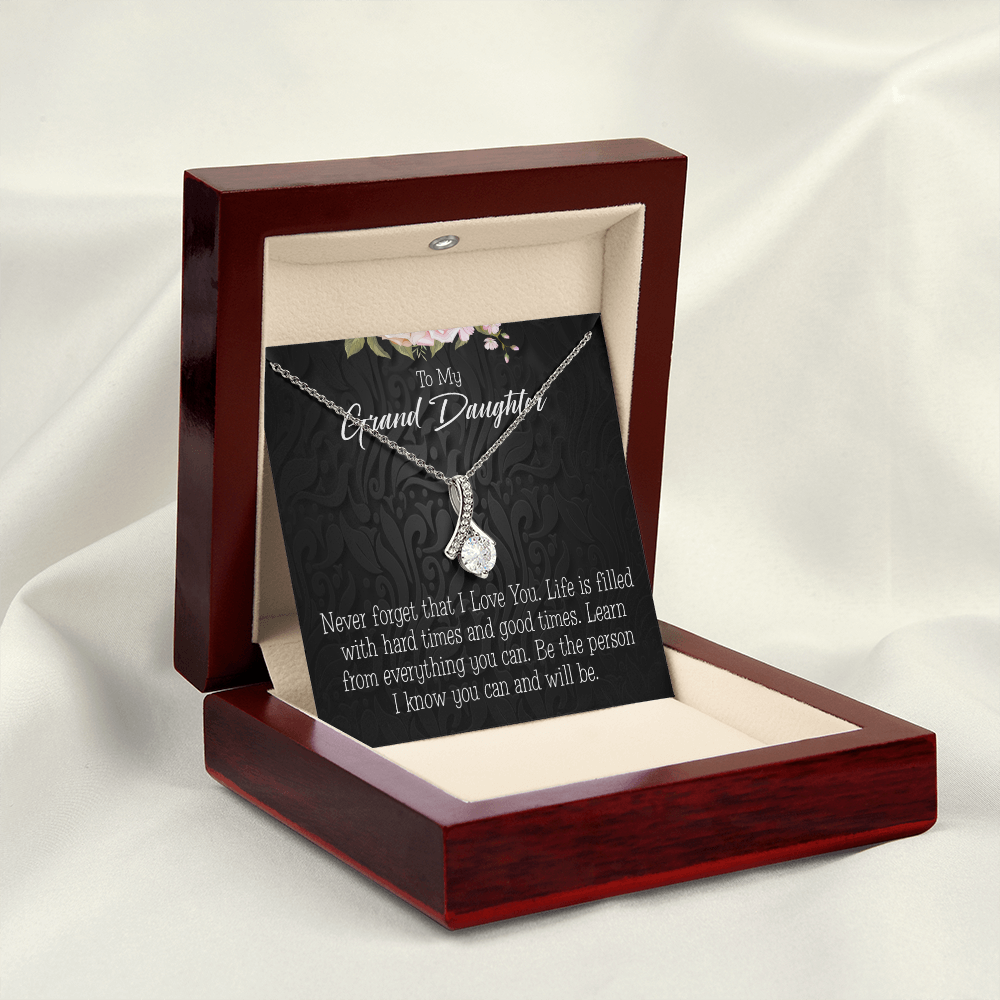 To My Granddaughter Always be Safe Alluring Ribbon Necklace Message Card-Express Your Love Gifts