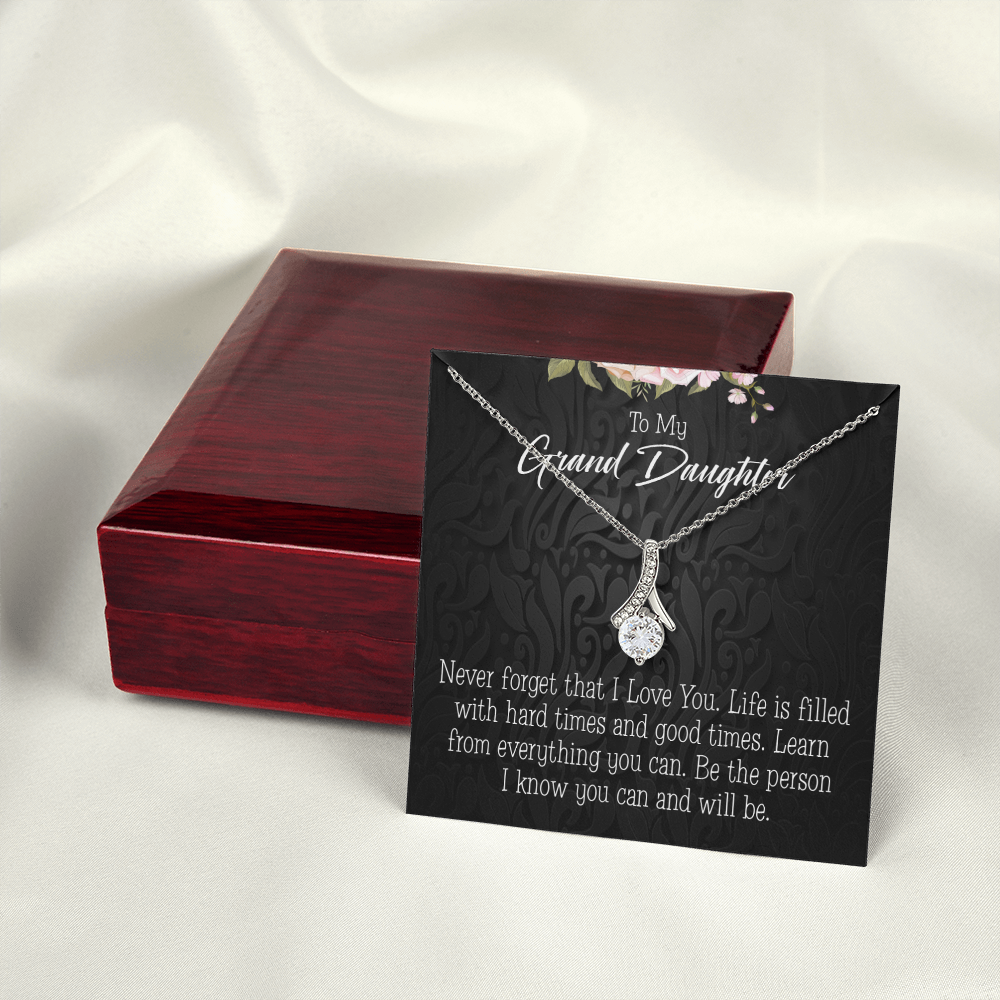 To My Granddaughter Always be Safe Alluring Ribbon Necklace Message Card-Express Your Love Gifts