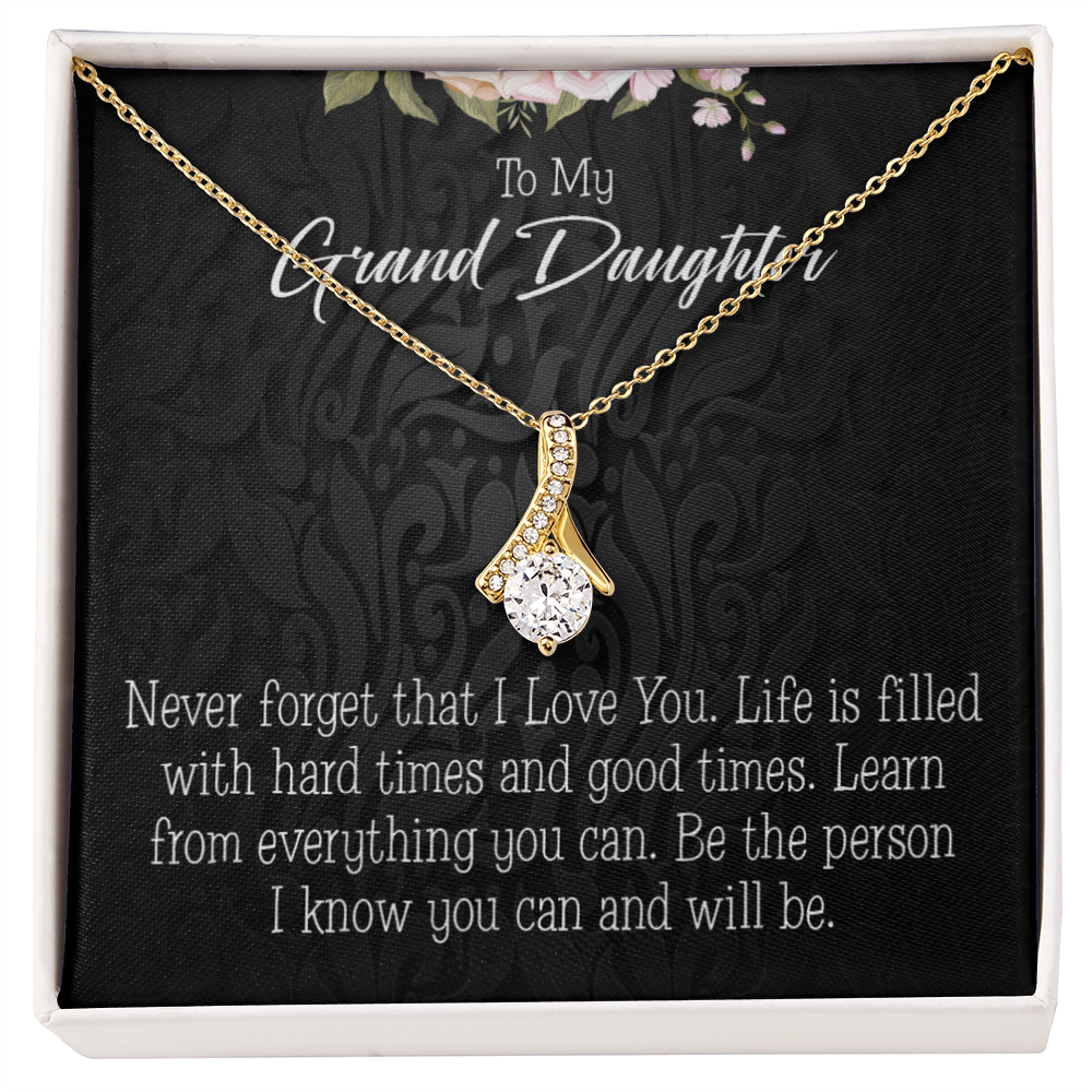 To My Granddaughter Always be Safe Alluring Ribbon Necklace Message Card-Express Your Love Gifts