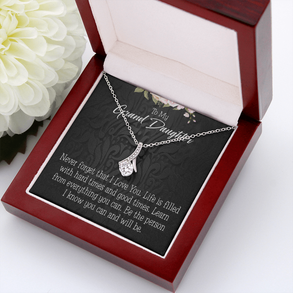 To My Granddaughter Always be Safe Alluring Ribbon Necklace Message Card-Express Your Love Gifts