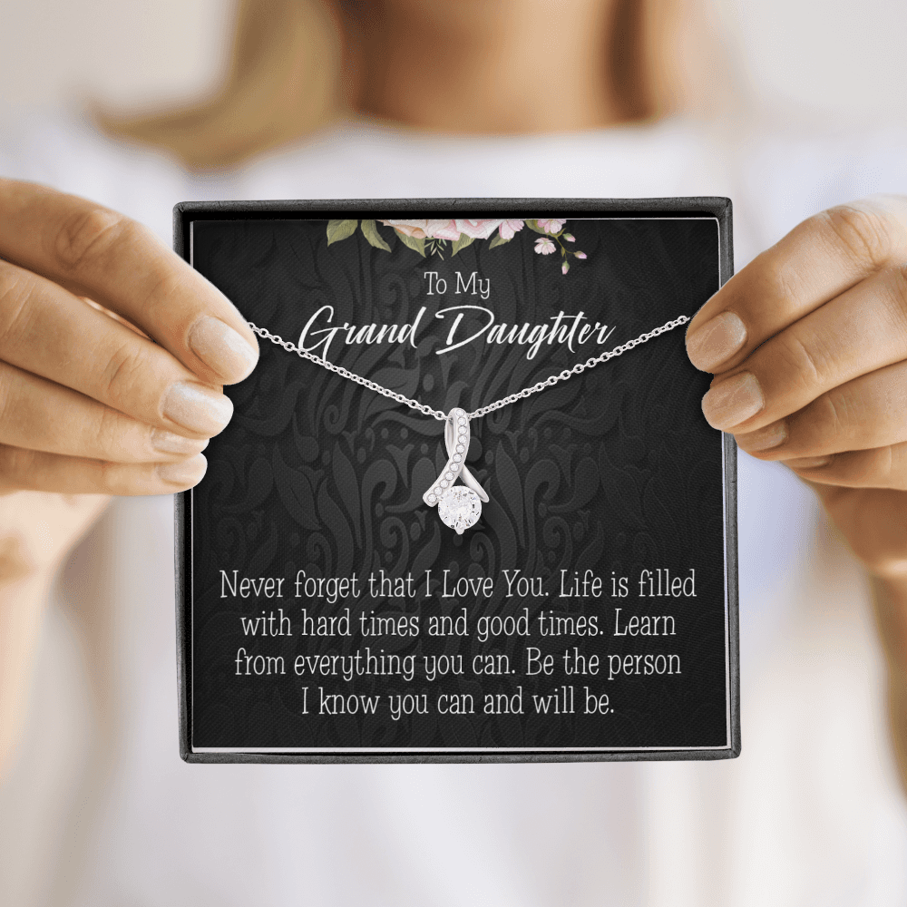 To My Granddaughter Always be Safe Alluring Ribbon Necklace Message Card-Express Your Love Gifts