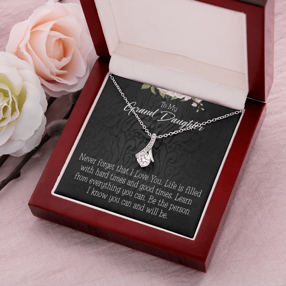 To My Granddaughter Always be Safe Alluring Ribbon Necklace Message Card-Express Your Love Gifts