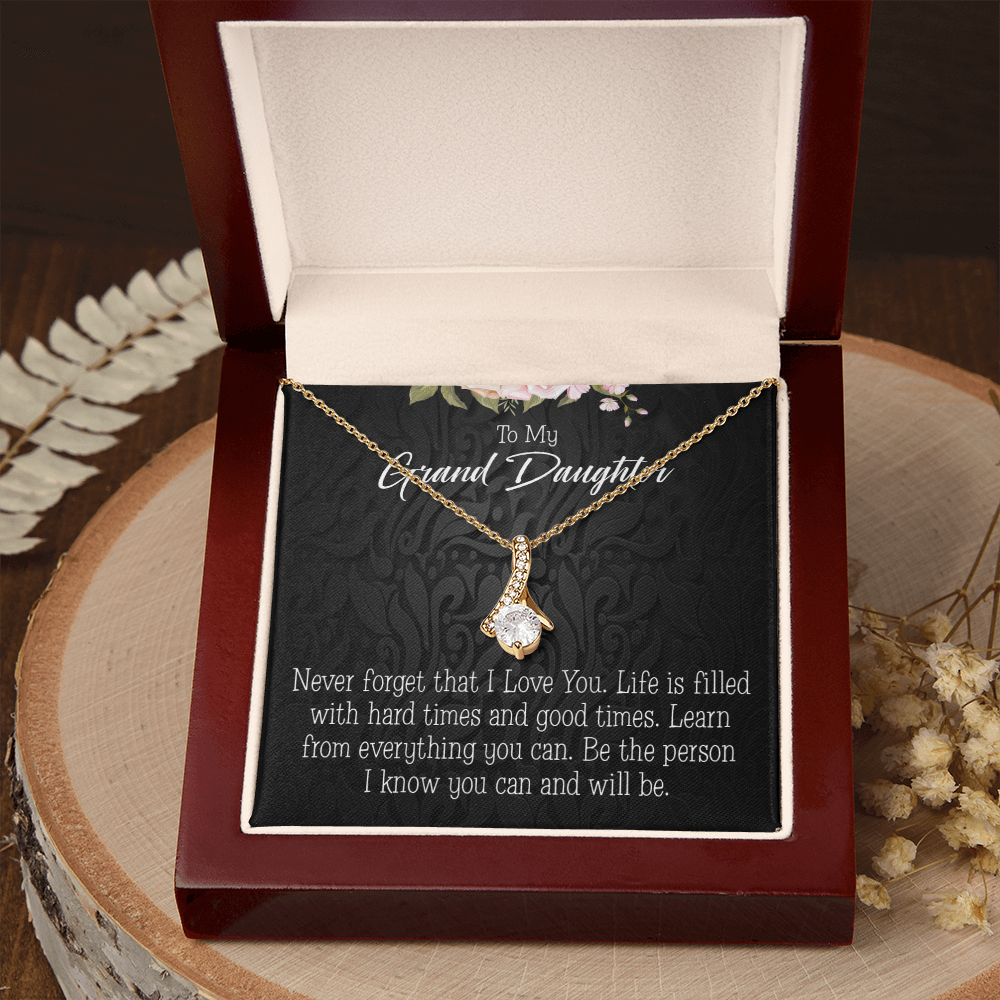 To My Granddaughter Always be Safe Alluring Ribbon Necklace Message Card-Express Your Love Gifts
