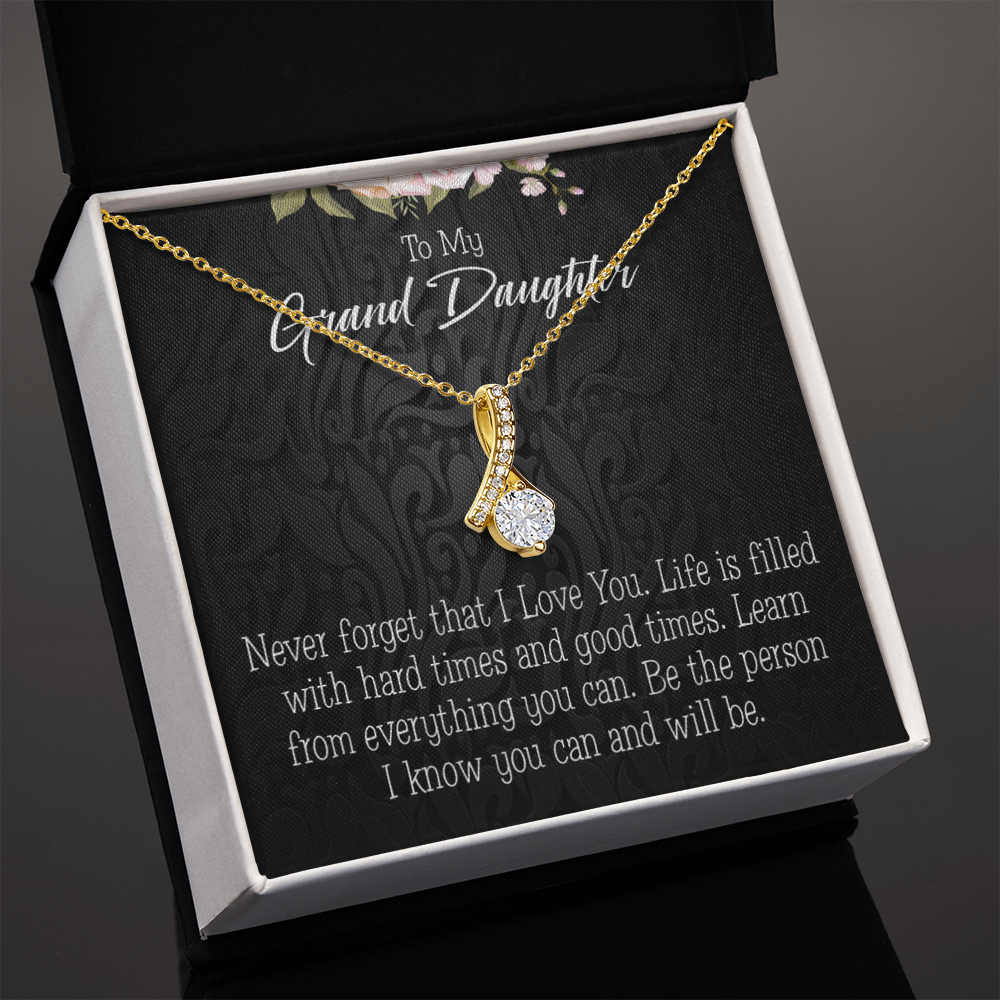 To My Granddaughter Always be Safe Alluring Ribbon Necklace Message Card-Express Your Love Gifts